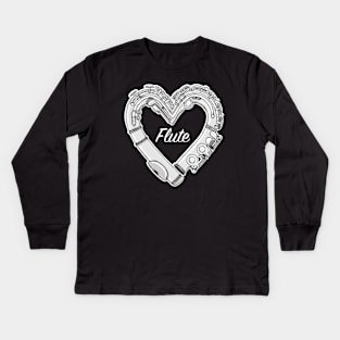 Love Flute Heart-Shaped Doodle For Flutists Kids Long Sleeve T-Shirt